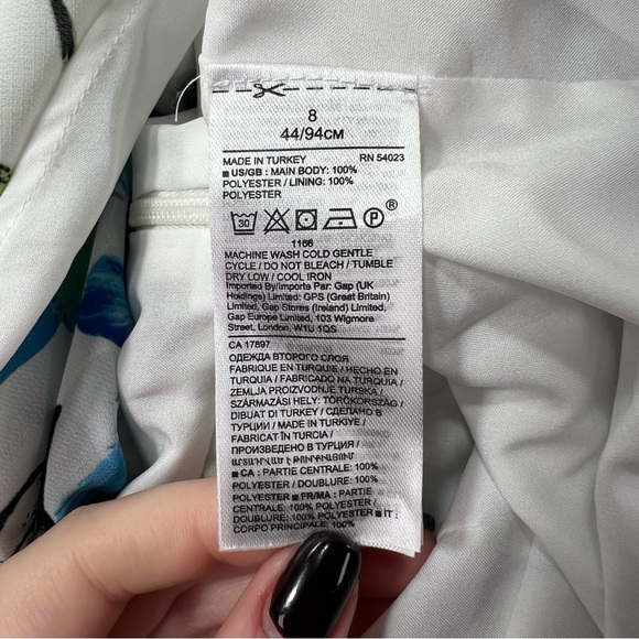 Banana Republic Floral High Low Maxi Dress - white/green/blue, size 8 - Picture 6 of 11